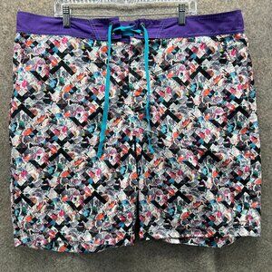 Robert Graham Board Shorts Men 44 Purple Abstract Unlined Trunk Summer Rare Swim